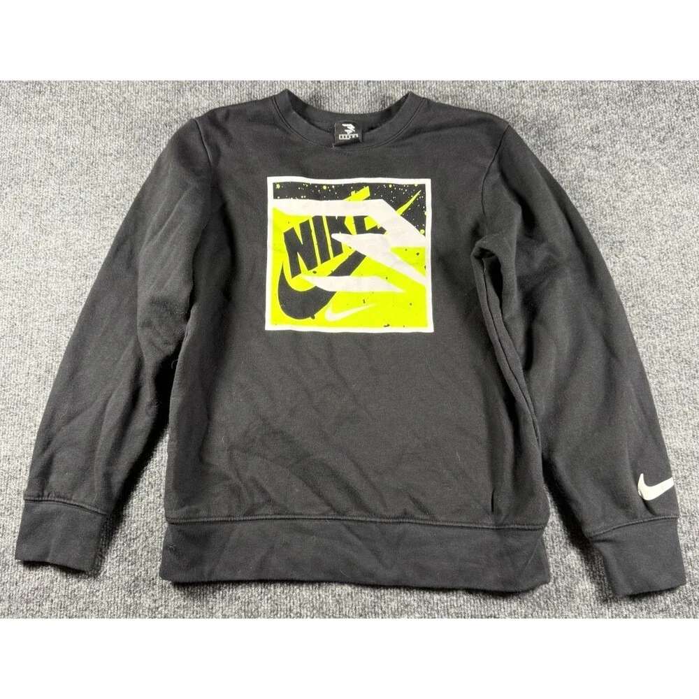 Nike Boys 3Brand Russell Wilson Crewneck Sweatshirt Black Neon Volt Graphic L